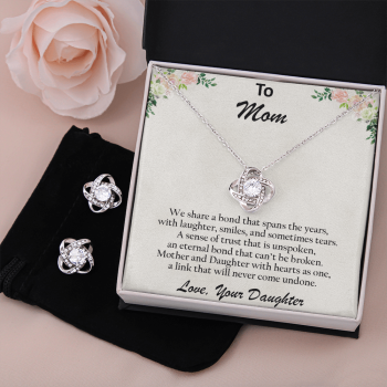 Gift for Mom from Daughter CZ Pendant Necklace and Earring Set