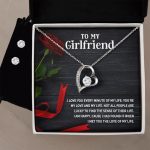 To My Girlfriend - I Love You Every Minute of My Life Forever Love Heart Pendant Necklace and Earring Set