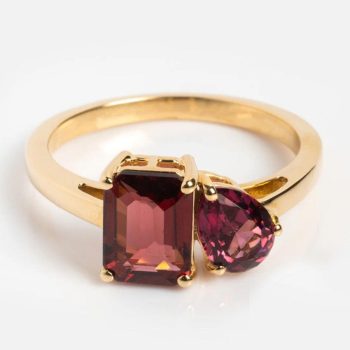 Unique Birthstone Two Stone Ring Mother Daughter Ring, Unique Family Birthstone Ring, Spouse Dual Birthstone Ring, Toi Et Moi Ring For Gift