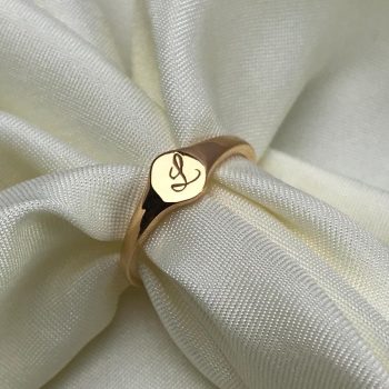 Custom Oval Signet Ring: Engraved Initial, Sterling Silver Gold Vermeil