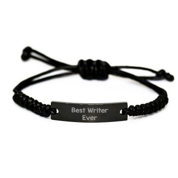 Funny Writer Rope Bracelet Gifts from Friends for Best Writer Ever, Adjustable Black Rope Bracelet for Christmas Unique Gifts, Best Rope Bracelet for Writer