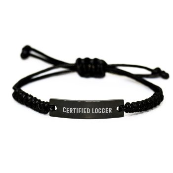 Certified Logger Rope Bracelet Gift, Funny Quote 'Logger Life', Adjustable Rope Bracelet Christmas Unique Gifts for Logger Men