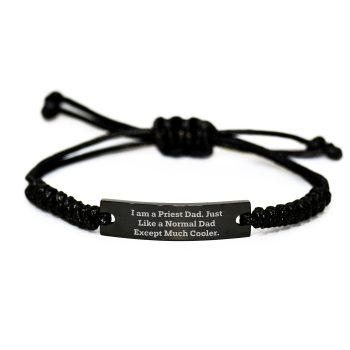 Funny Priest Rope Bracelet Gift for Dad, Christmas Unique Presents for Priest Men, Engraved Rope Bracelet for Priest Friends