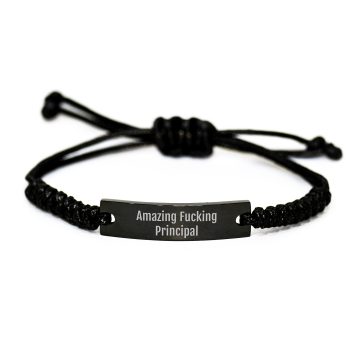 Funny Principal Rope Bracelet Gifts for Him from Friends, Funny Principal Quote Rope Bracelet Christmas Unique Gifts for Principal, Adjustable Black Rope Bracelet Principal
